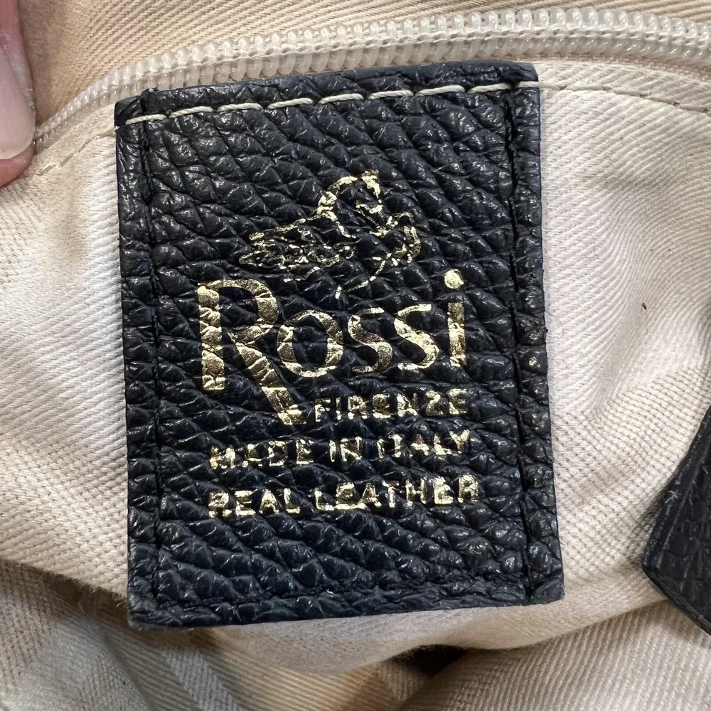 Rossi Hobo‎ Bag Womens Large Black Leather Shoulder Zip Top Made Italy Purse